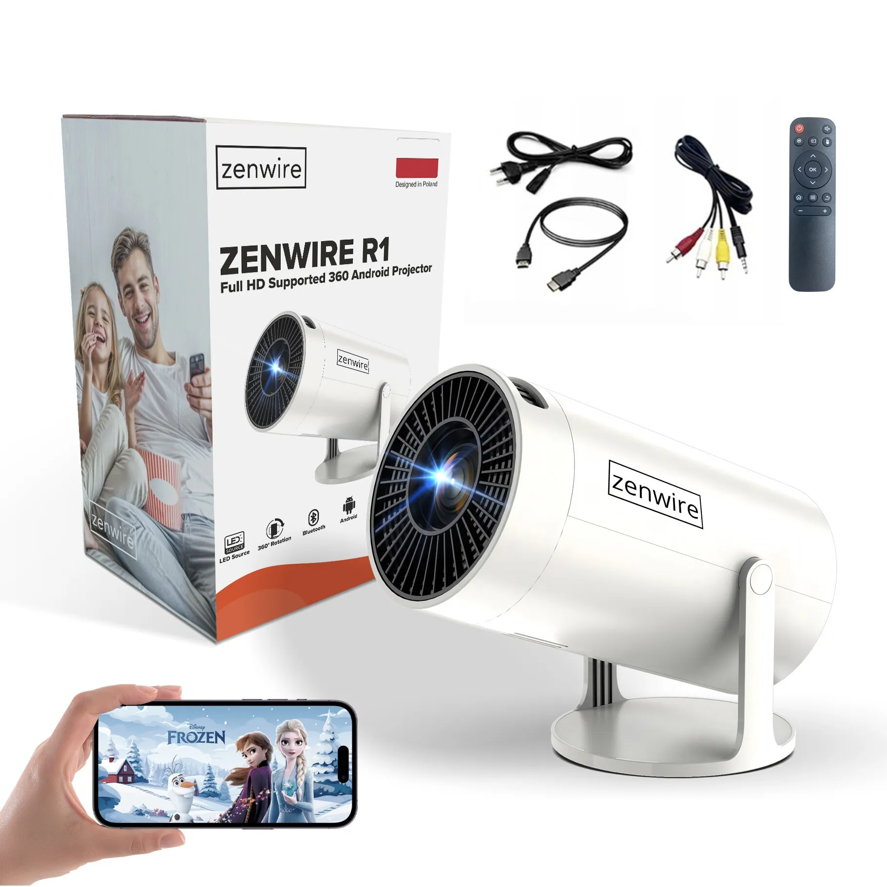 Mini videoproiector portabil 360° Zenwire
