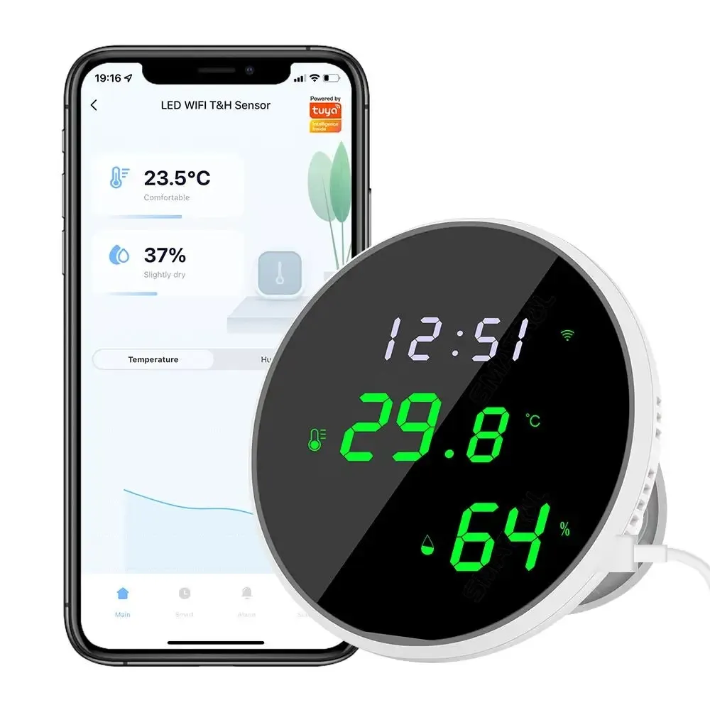 Senzor de umiditate si temperatura Tuya wi-fi Smart Life
