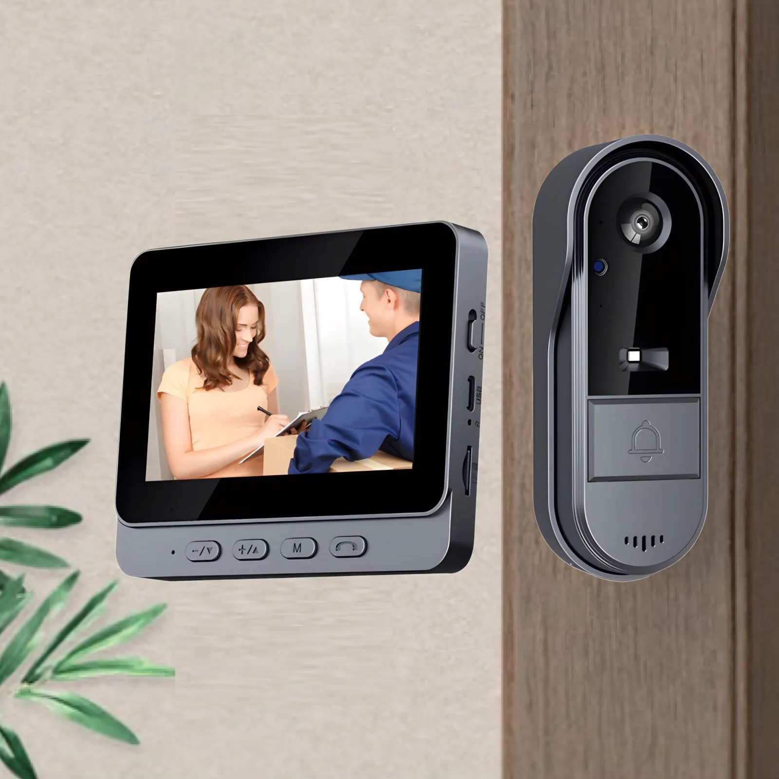 Sonerie video fara fir wireless exterior cu monitor HITTERGEM